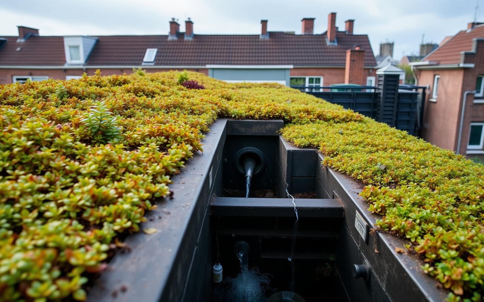Sedum-groendak op een Groningse rijwoning